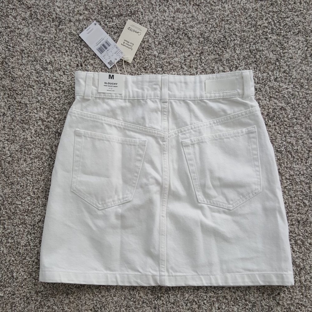 NEW MANGO Denim Skirt Pocket White Size M 100% cotton - Picture 10 of 16